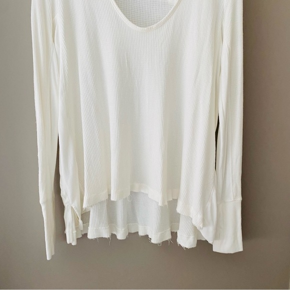 Free People Long Sleeve Thermal Top White Sz Medium - Picture 3 of 10